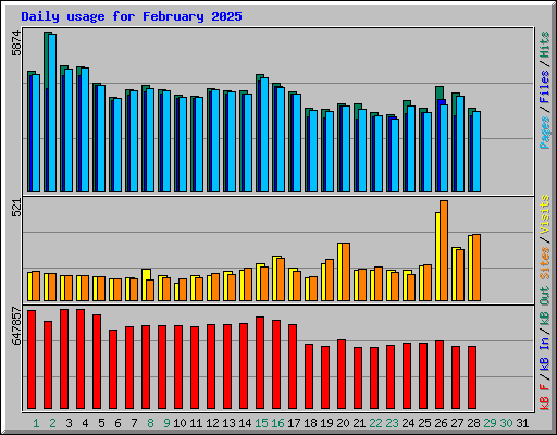 Daily usage for February 2025